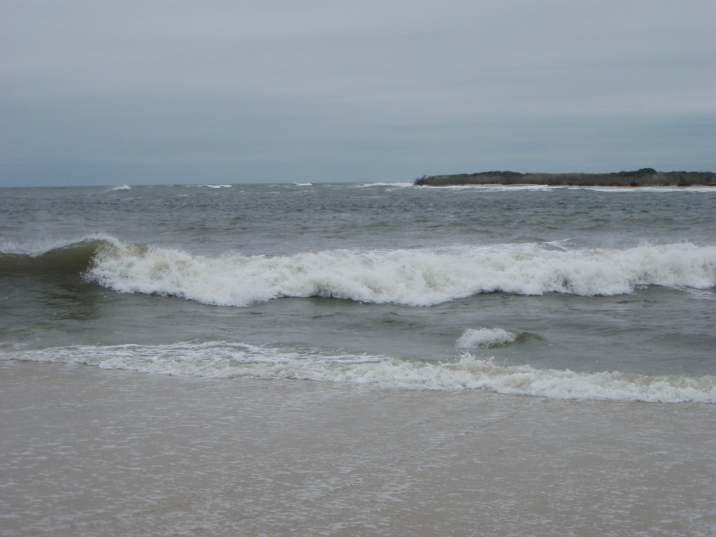 Waves crash the western shore of the inlet that is nowseveral hundred yards wide.