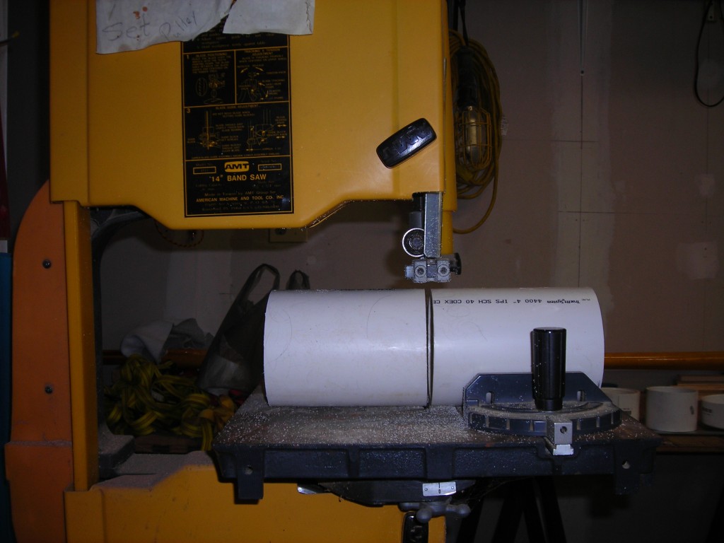 Cutting PVE pipe with my bandsaw